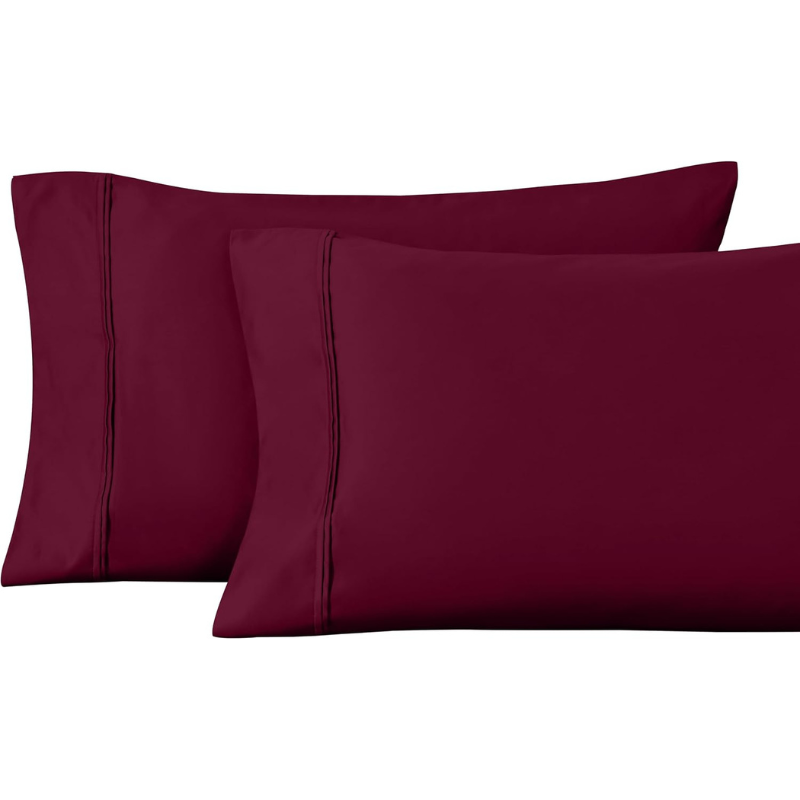 Sleepcraft Bedding Burgundy Sateen Bed Pillows, Standard Size, Set of 2