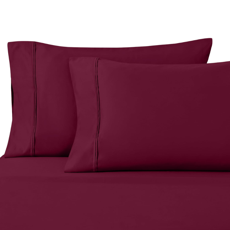 Sleepcraft Bedding Burgundy Sateen Bed Pillows, Standard Size, Set of 2
