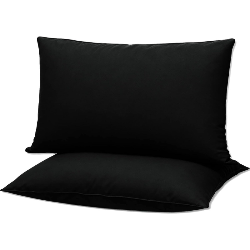Sleepcraft Bedding Black Ultra Thin Bed Pillows, Standard Size, Set of 2