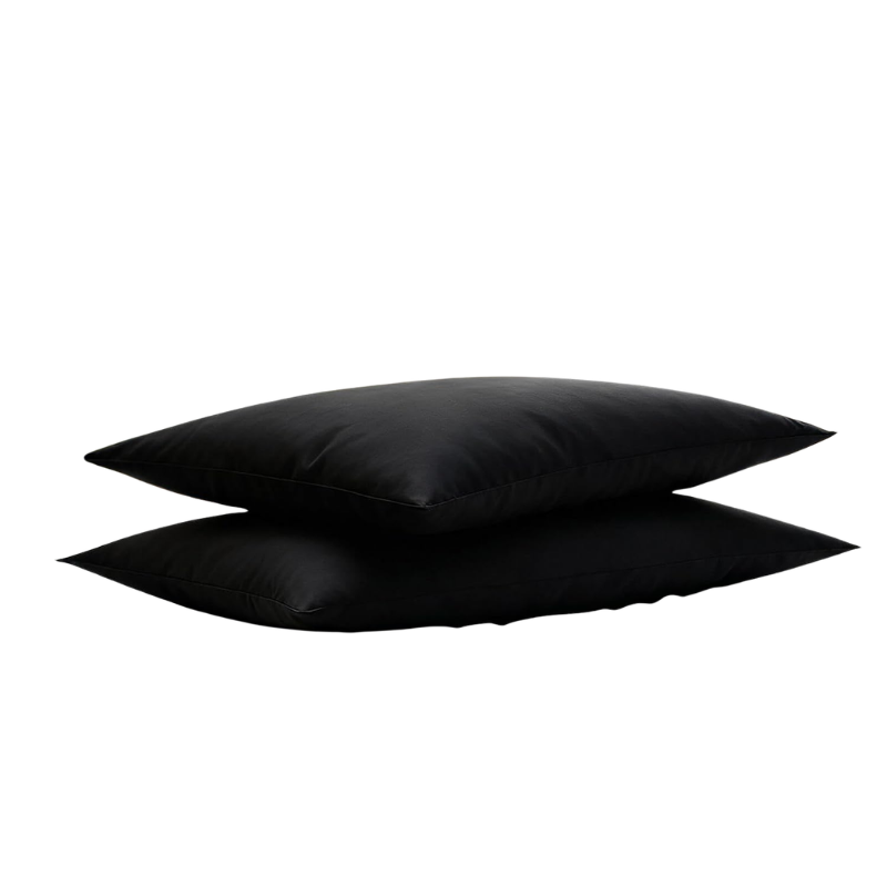 Sleepcraft Bedding Black Ultra Thin Bed Pillows, Standard Size, Set of 2